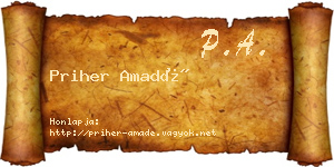 Priher Amadé névjegykártya